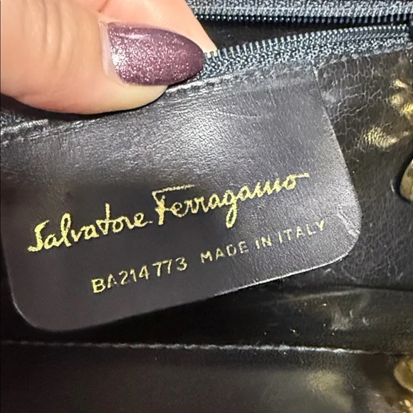 Salvatore Ferragamo Black and Gold Shoulder Bag - Picture 10 of 13